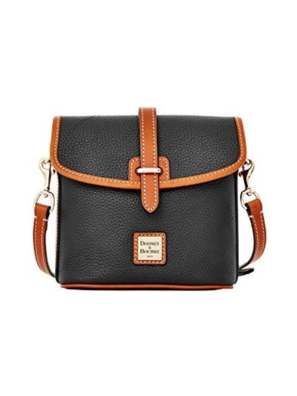 DOONEY & BOURKE Navy Blue & Brown Holly Pebble Grain Leather Crossbody Bag